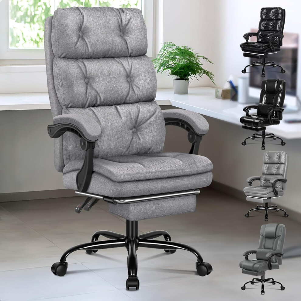 ELFORDSON Office Chair Executive Computer Fabric Work Seat Gaming Grey