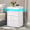 ELFORDSON ELFORDSON Bedside Table RGB LED Nightstand 3 Drawers 4 Side High Gloss White 1