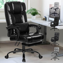 ELFORDSON Office Chair with XL Lumbar Cushion Glossy Black