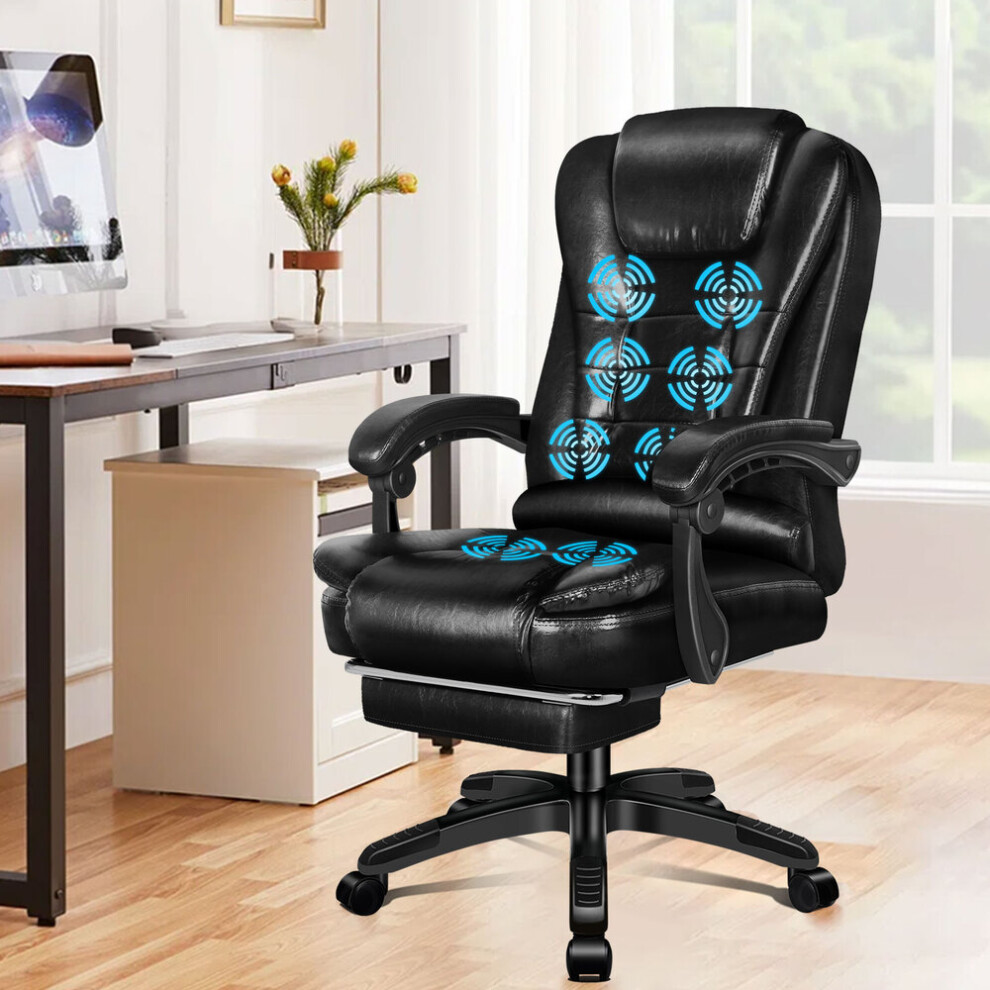 LFORDSON Massage Office Chair Heated Seat Executive Gaming Racer PU Leather