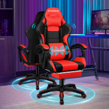 ELFORDSON Gaming Chair Massage Recliner Swivel Padded Footrest Computer Office