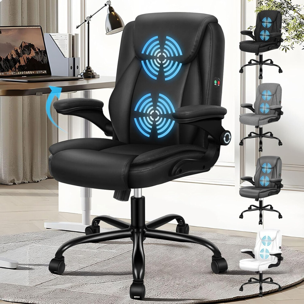 ELFORDSON Massage Office Chair Executive Computer PU Leather Black