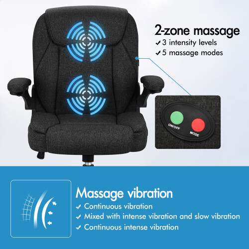 ELFORDSON ELFORDSON Massage Office Chair Executive Computer Linen Fabric Black 1
