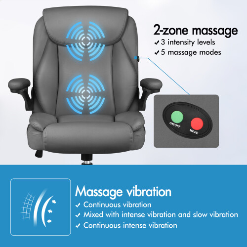 ELFORDSON ELFORDSON Massage Office Chair Executive Computer PU Leather Grey 1