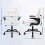ELFORDSON ELFORDSON Massage Office Chair Executive Computer PU Leather White 9