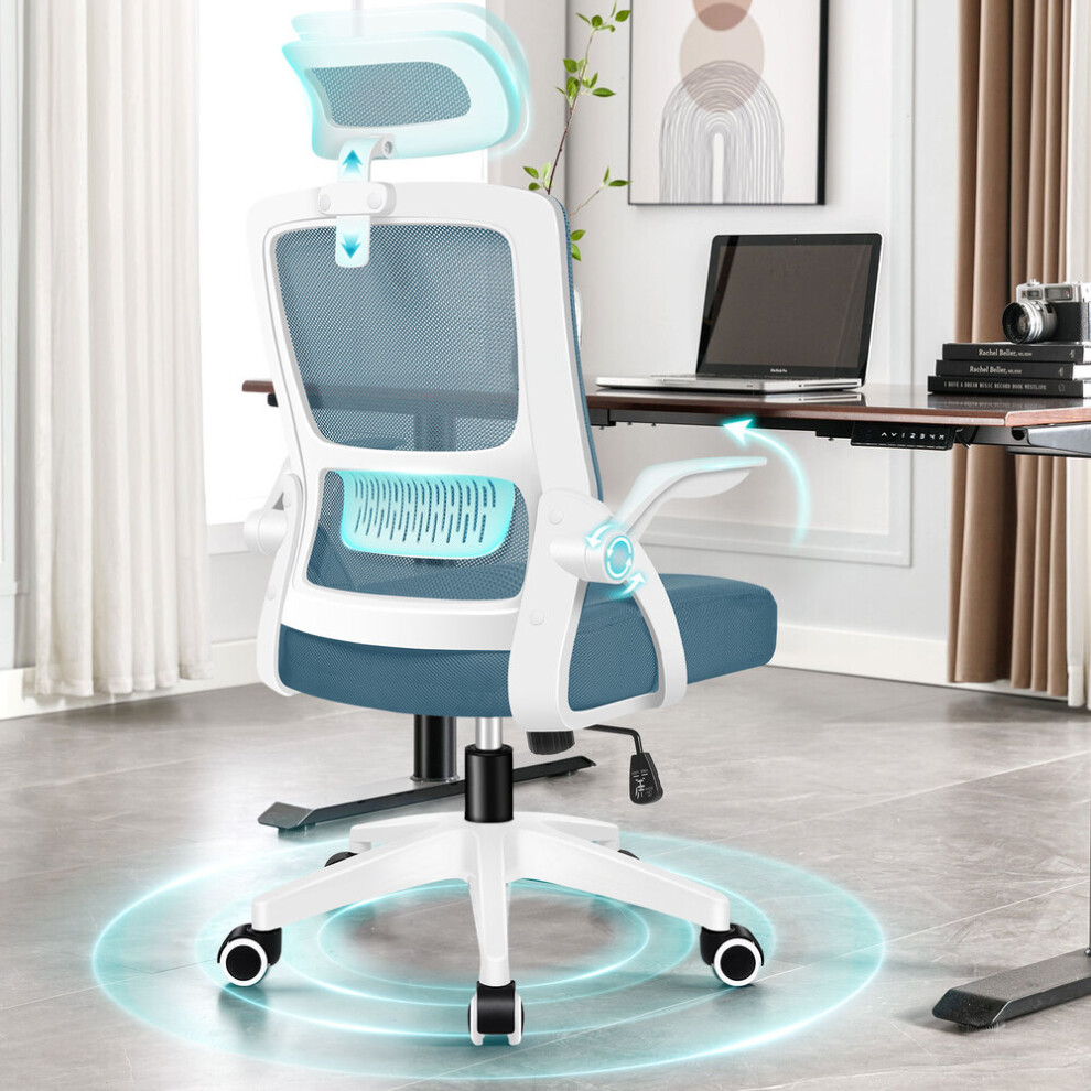 ELFORDSON Mesh Office Chair Executive Fabric Seat Tilt Blue