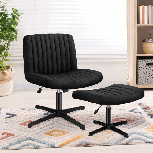 ELFORDSON ELFORDSON Office Chair Computer Executive Seat Work Ottoman Fabric Black
