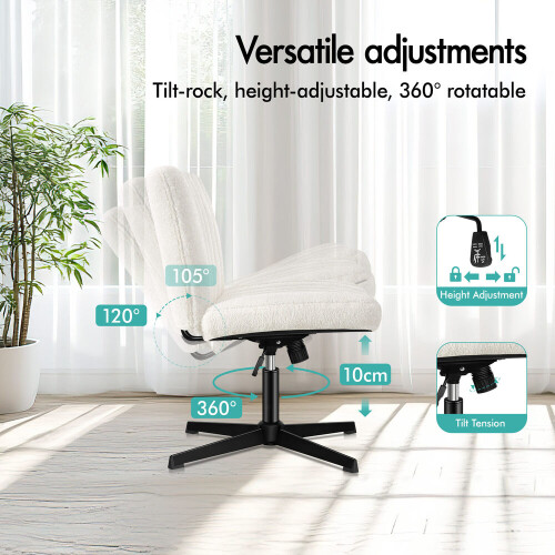 ELFORDSON ELFORDSON Office Chair Computer Executive Seat Work Ottoman Boucle White 2