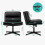 ELFORDSON ELFORDSON Office Chair Computer Cross-legged Seat Work Ottoman PU Leather Black 2