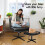 ELFORDSON ELFORDSON Office Chair Computer Cross-legged Seat Work Ottoman PU Leather Black 6