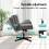ELFORDSON ELFORDSON Office Chair Computer Cross-legged Seat Work Ottoman PU Leather Grey 3