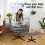 ELFORDSON ELFORDSON Office Chair Computer Cross-legged Seat Work Ottoman PU Leather Grey 6