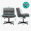 ELFORDSON ELFORDSON Office Chair Computer Cross-legged Seat Work Ottoman PU Leather Grey 2
