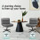 ELFORDSON ELFORDSON Office Chair Computer Cross-legged Seat Work Ottoman PU Leather Grey 10