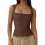 Women'S Square Neck Sleeveless Tank Tops Basic Tight T-Shirts 4