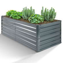 AREBOS metal raised bed 180x90x59 cm | galvanised steel | weatherproof & rustproof planting bed | rectangular vegetable bed for garden & patio