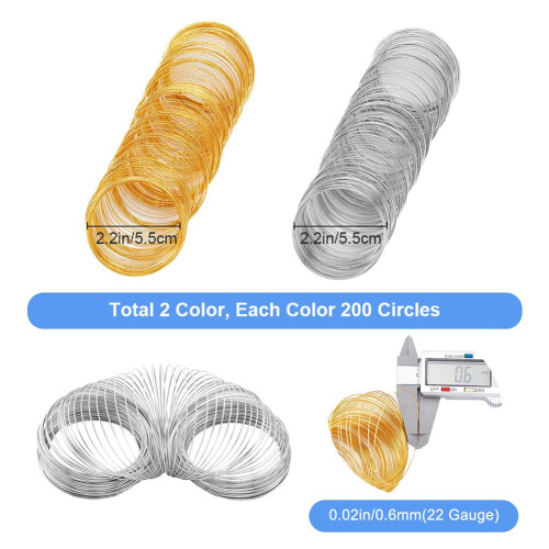 400 Loops Memory Wire Armbånd Bulk Smykker Memory Wire 1