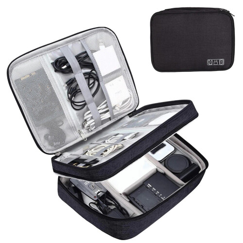 Cable Storage Bag Digital Electronics Organizer Black 2