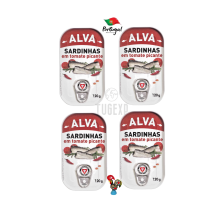 4 x Portuguese Cans Sardines in Spicy Tomato Sauce Alva Portugal