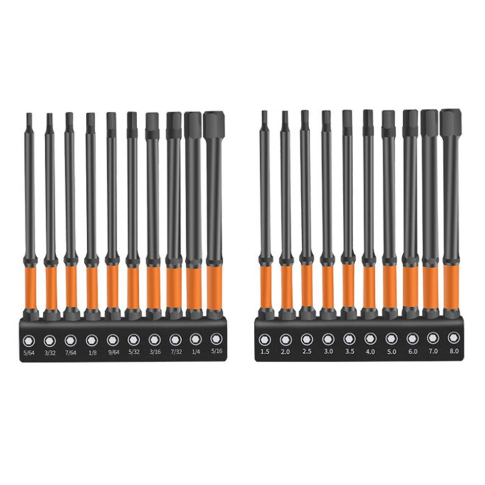 Markenlos Impact Hex Heads Hex Key Bit Set (Metric & Sae),