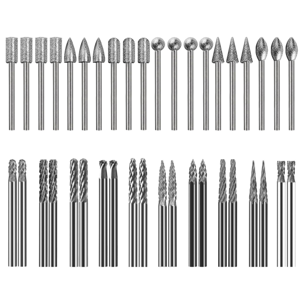 Mini Carbide Burrs 1/8In Shank Diamond Burr Bits Set 40Pcs 4852900830470