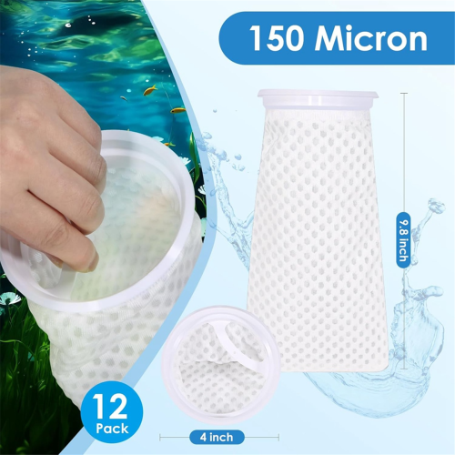 12 Pack 4 Inch Filter Sock, 150 , Ring Honeycomb Filter Socks, 2