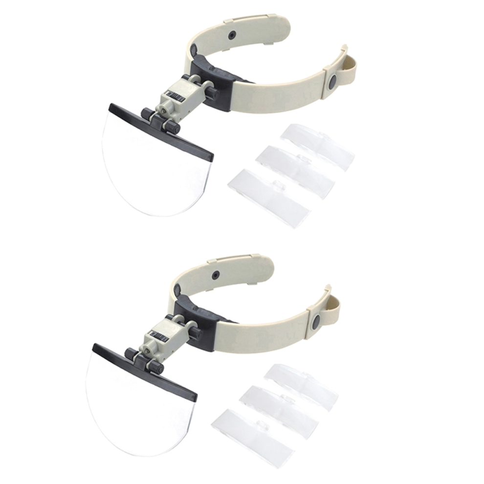 NeznaäKovã© 2Set Headband Magnifier Eye Glasses Magnifying With Led Lights Loupe