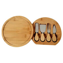 Conjunto de tábuas de queijo de bambu equipadas com tábuas redondas de madeira para piqueniques