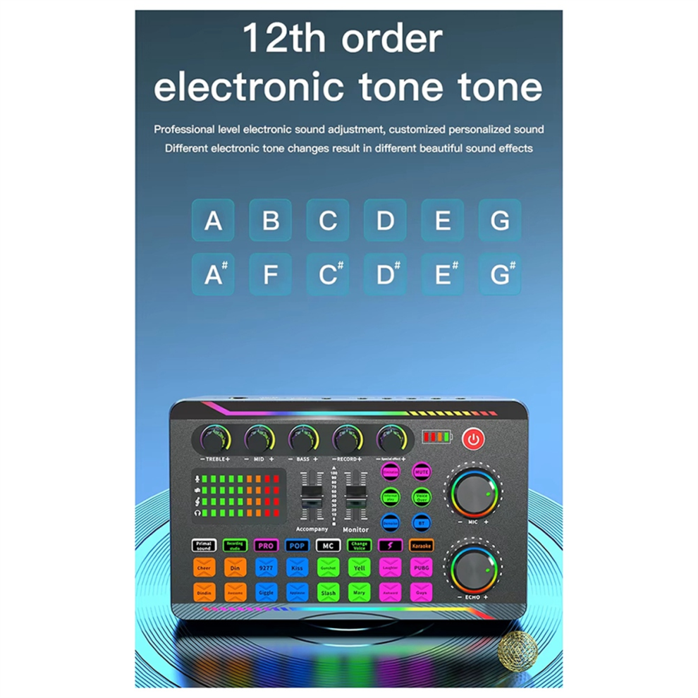 F998MAX Gaming Audio Mixer Streaming Mixer with Audio Interface