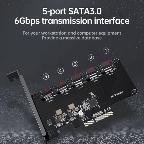 Προσαρμογέας SSD PCIe σε 5 θύρες SATA 3 III 3.0 6Gbps 2