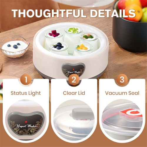 Yoghurtmaker, 36 uur, instelbare temperatuur en tijd, EU-stekker, elektrisch 2