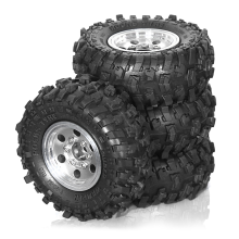 Lot de 4 pneus Beadlock pour voiture sur chenilles RC 1/18 et 1/24, argent