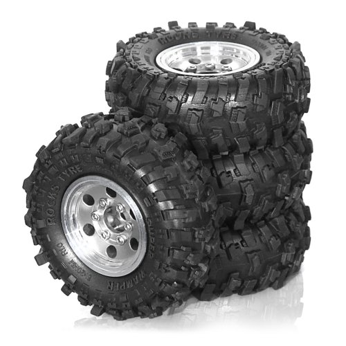 Set di 4 ruote Beadlock per auto cingolate RC da 1/18 e 1/24, argento