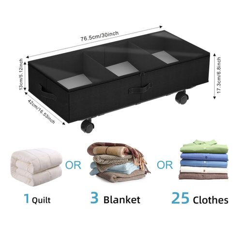 Under-Bed Locker Storage Box with Wheels Bed Bottom Storage Box 1
