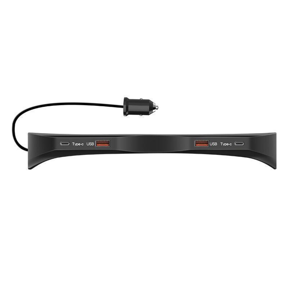 Car Usb Type-C Splitter Adapter Fast Charger Shunt Hub Docking Black 4852900840929
