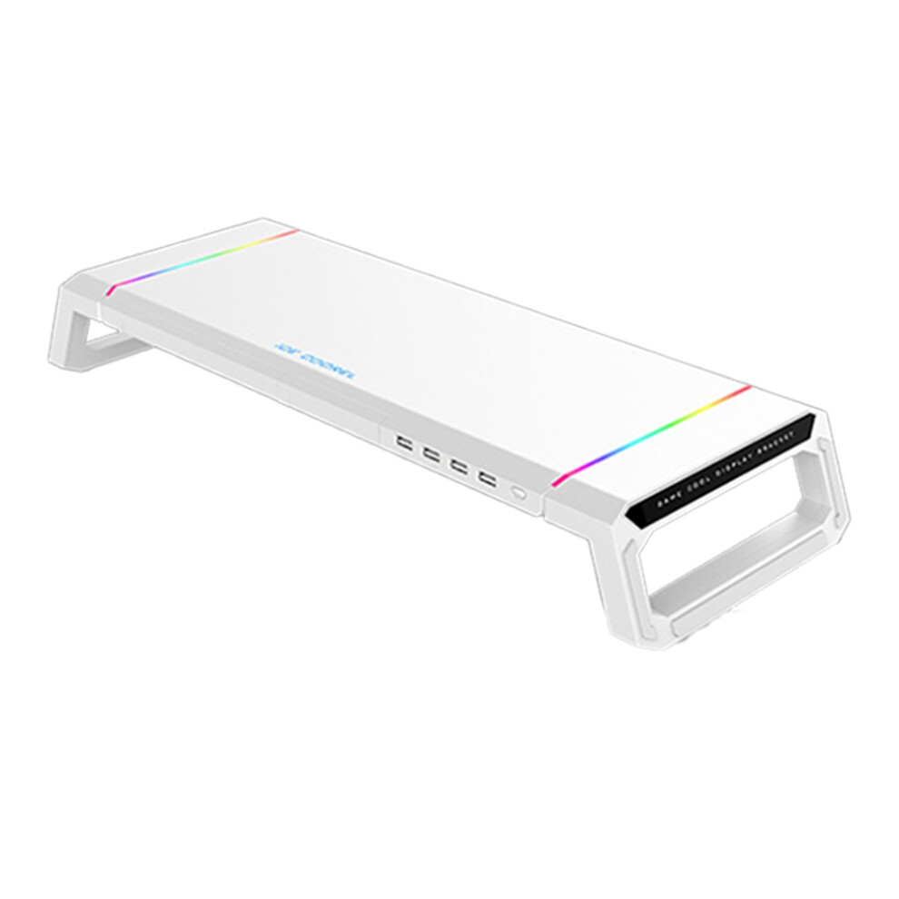 4Usb Computer Monitor Stand Desktop Organizer Storage White 4852041456782