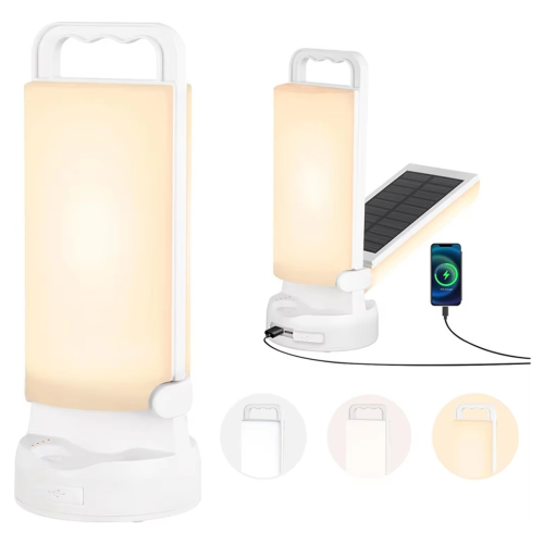 Lanterne de camping solaire rechargeable, lampe de tente LED à intensité variable, 2