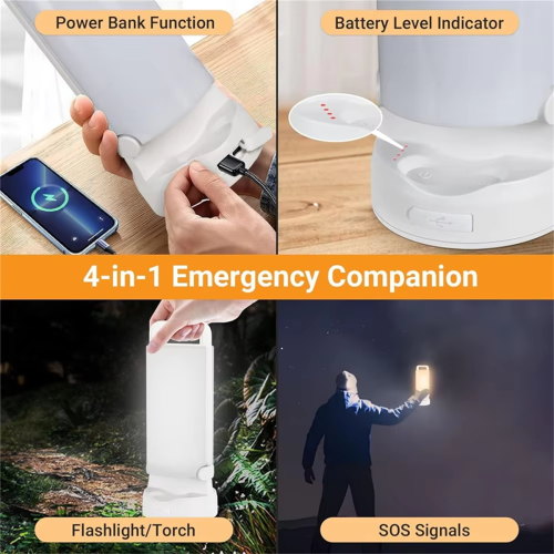 Lanterne de camping solaire rechargeable, lampe de tente LED à intensité variable, 1