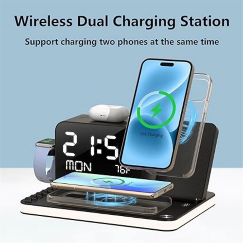 Wireless Charging Station 7 in 1 Fast Charger Stand with Clock 2