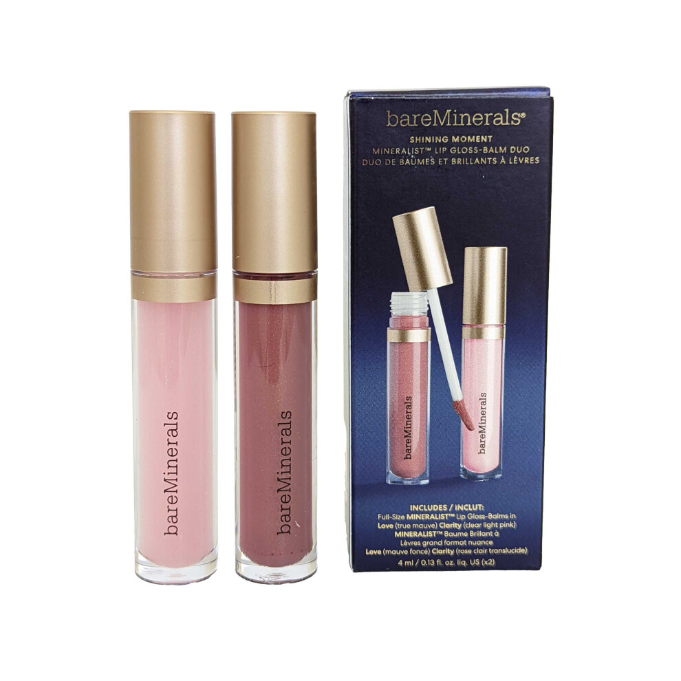 Bare Minerals Shining Moment Mineralist Lip Gloss Balm Love and Clarity