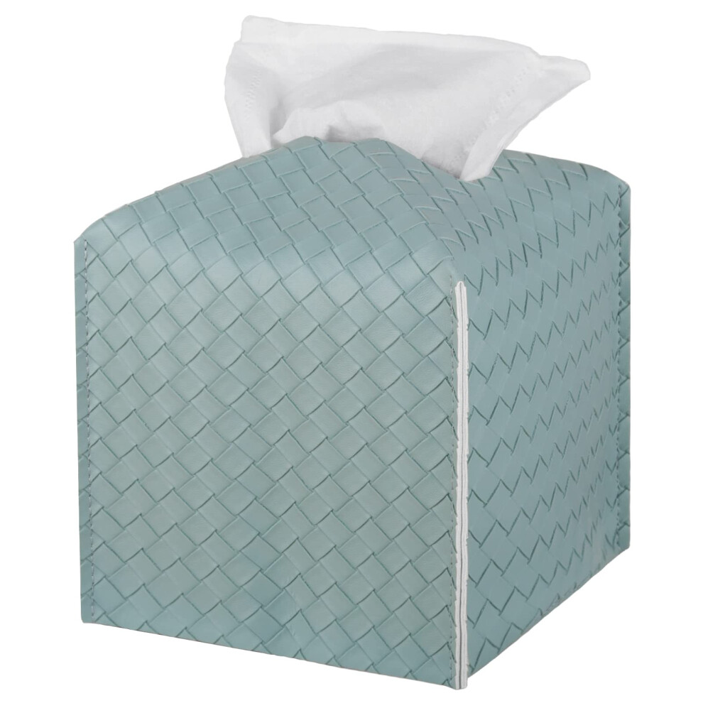 Bo   te     mouchoirs carr   e en cuir synth   tique, distributeur de mouchoirs pour salle de bain, meuble de rangement, table, voiture, bleu poudre
