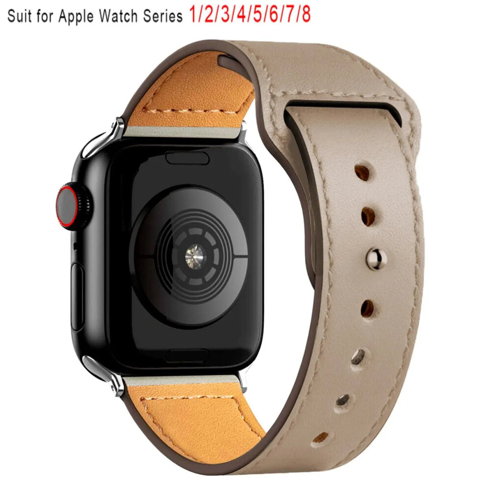 (Apricot, 38Mm 40Mm 41Mm) Leather Band For Apple Watch Iwatch 4867218295118
