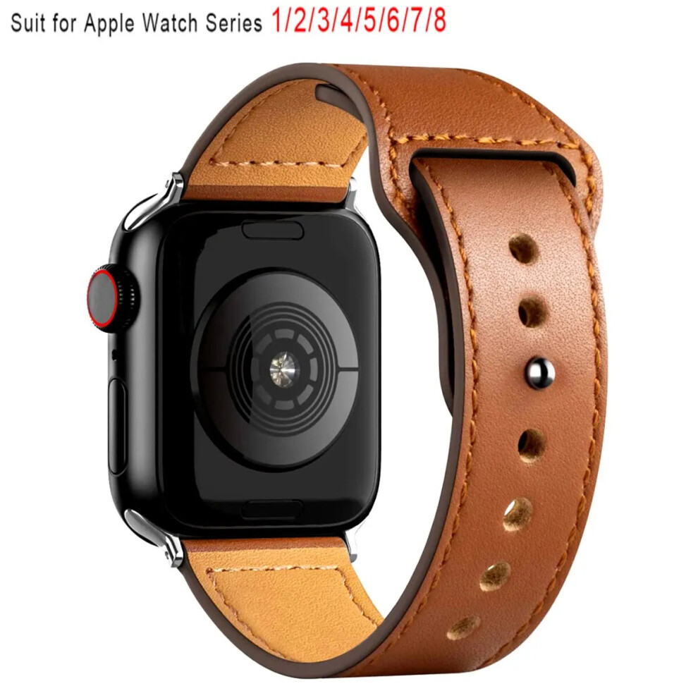 (, 38Mm 40Mm 41Mm) Leather Band For Apple Watch Iwatch Brown 1078588280793