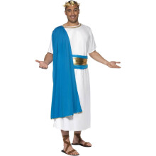 (M, Blue/White/Gold) Smiffys Mens Roman Senator Costume Set