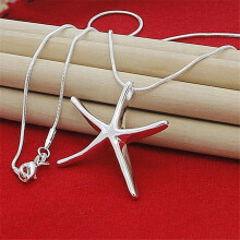 (40CM) 925 Sterling Silver Charms Womens Necklace Star Starfish Cute Chain