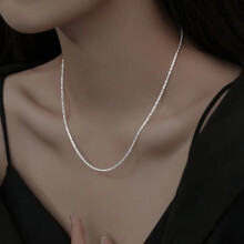 (Necklace 70CM) S925 Sterling Silver Necklace 2mm Sparkling Collarbone Sweater Chain