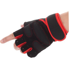 Guanti da sollevamento pesi da uomo, guanti con pesi, guanti da palestra traspiranti per sollevamento pesi, taglia S, nero/rosso, paio