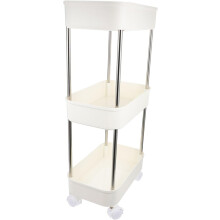 Carrello portaoggetti mobile multistrato da cucina a 3 livelli per bagno/ufficio, colore bianco, facile da spostare e pulire.