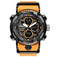 (Orange) Mens Waterproof LED Digital Watch Stopwatch Big Dial Sports