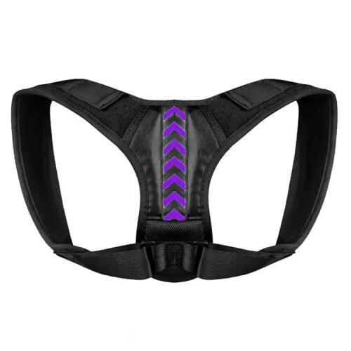 (Black purple, L) Posture Corrector Unisex Adjustable For Clavicle Support